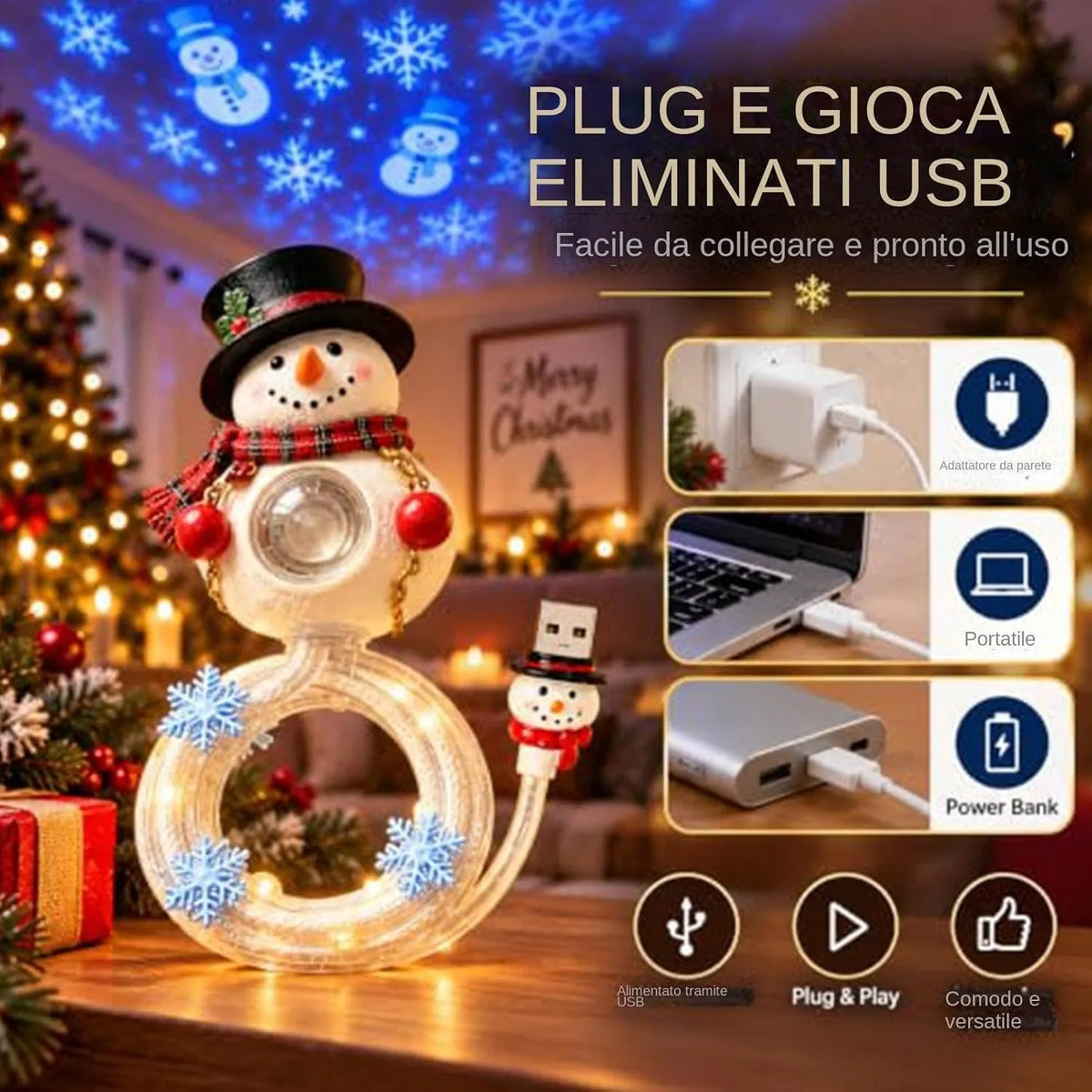 Lumina – Lámpara proyector navideña USB